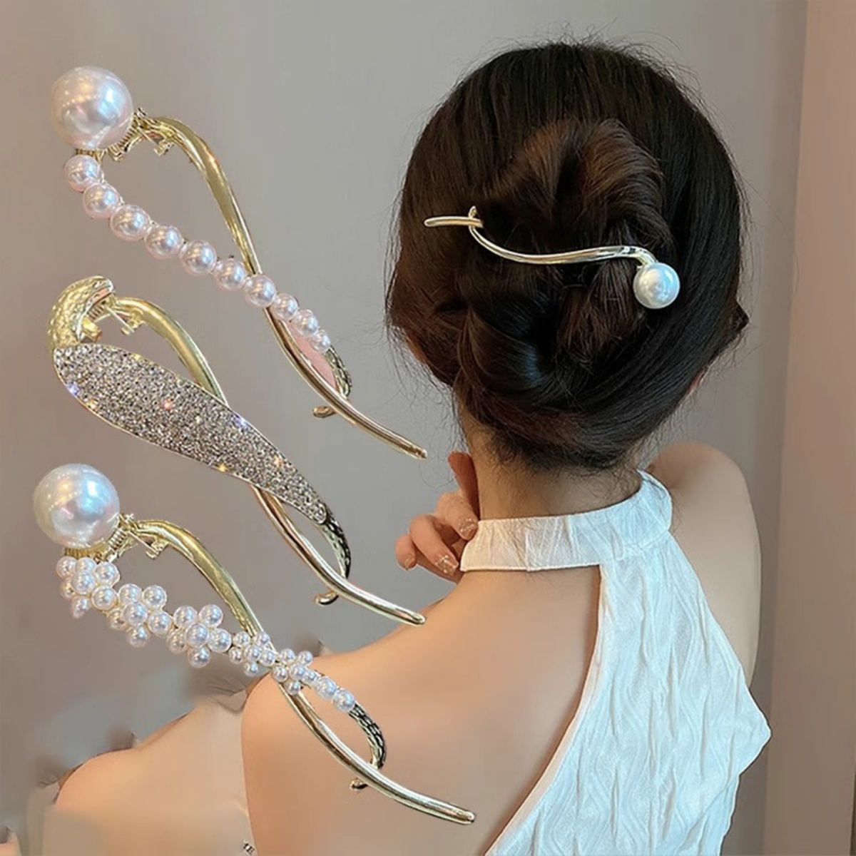 The Korean Lifestyle - Zarif Glitter inci saç tokası kadınlar